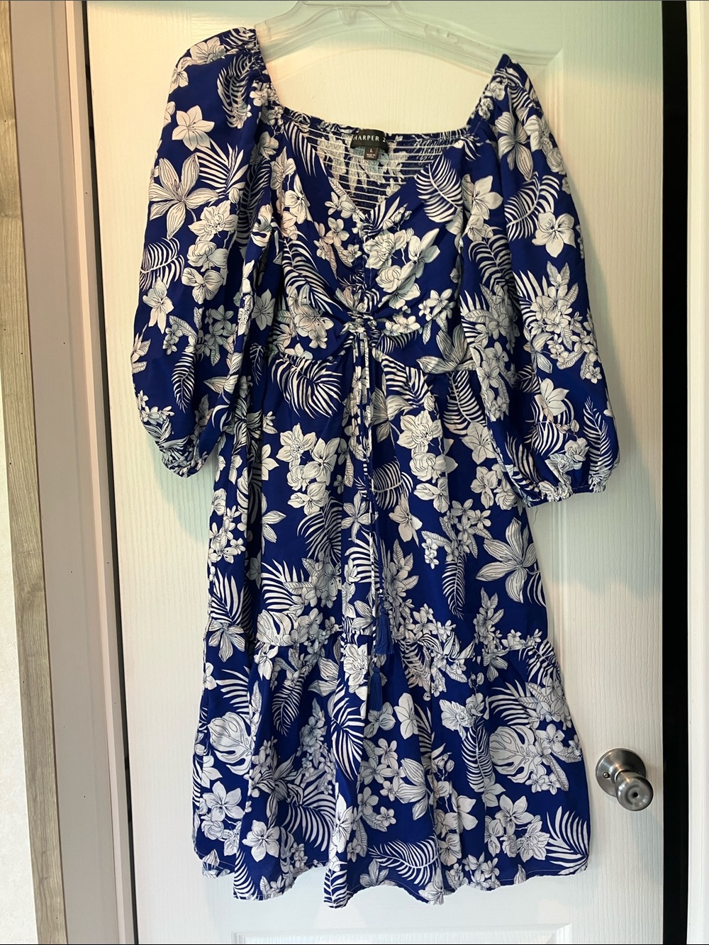 Harper 24 | Blue & White Textured Print Dress